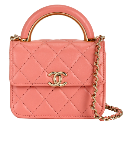 Charming Top Handle Mini Bag, &pound;1,800, Handbags, Pink, Lambskin Leather, Front view